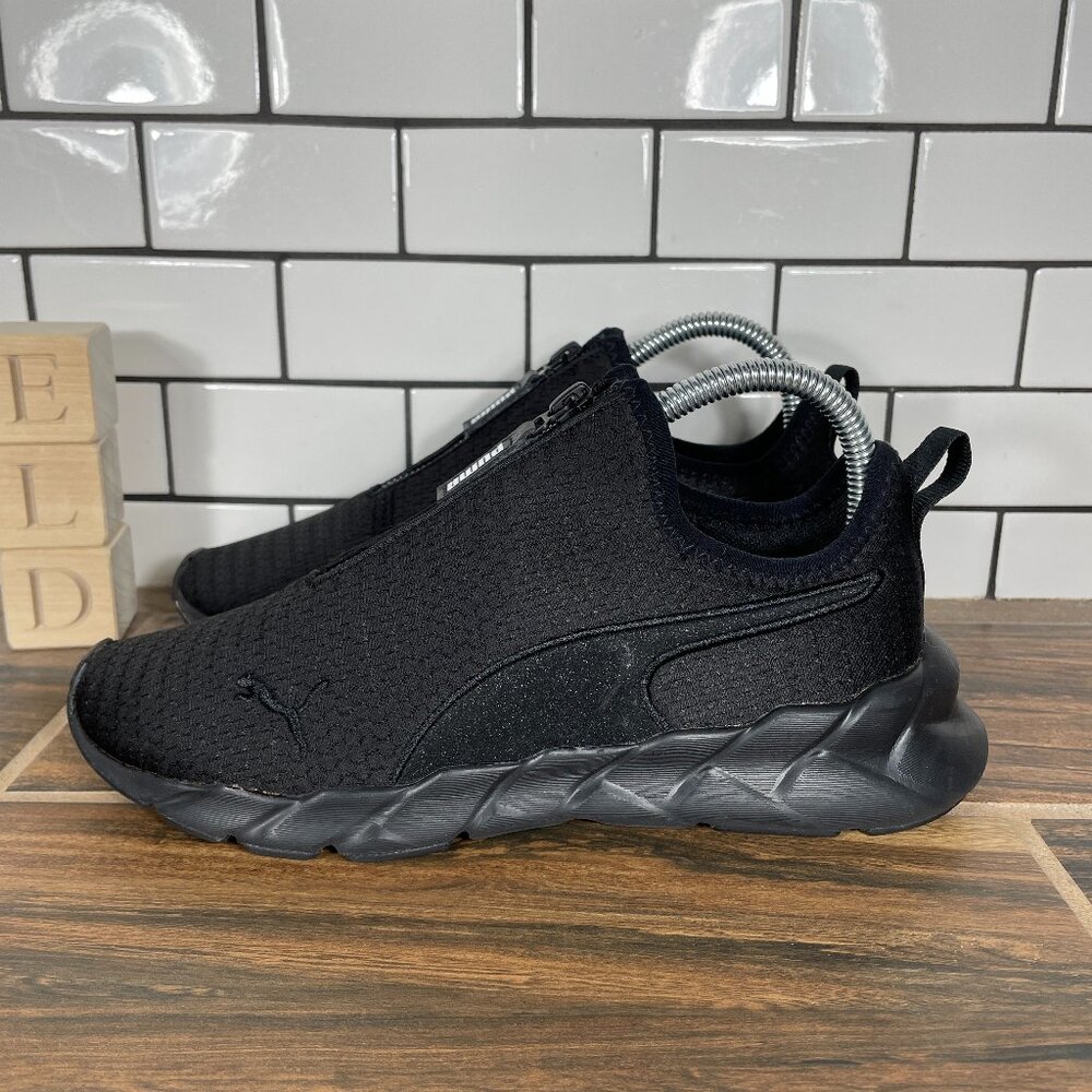 Puma Weave Zip Womens Sz 6.5 Shoes Black Lightweight Athletic Trainers Sneakers